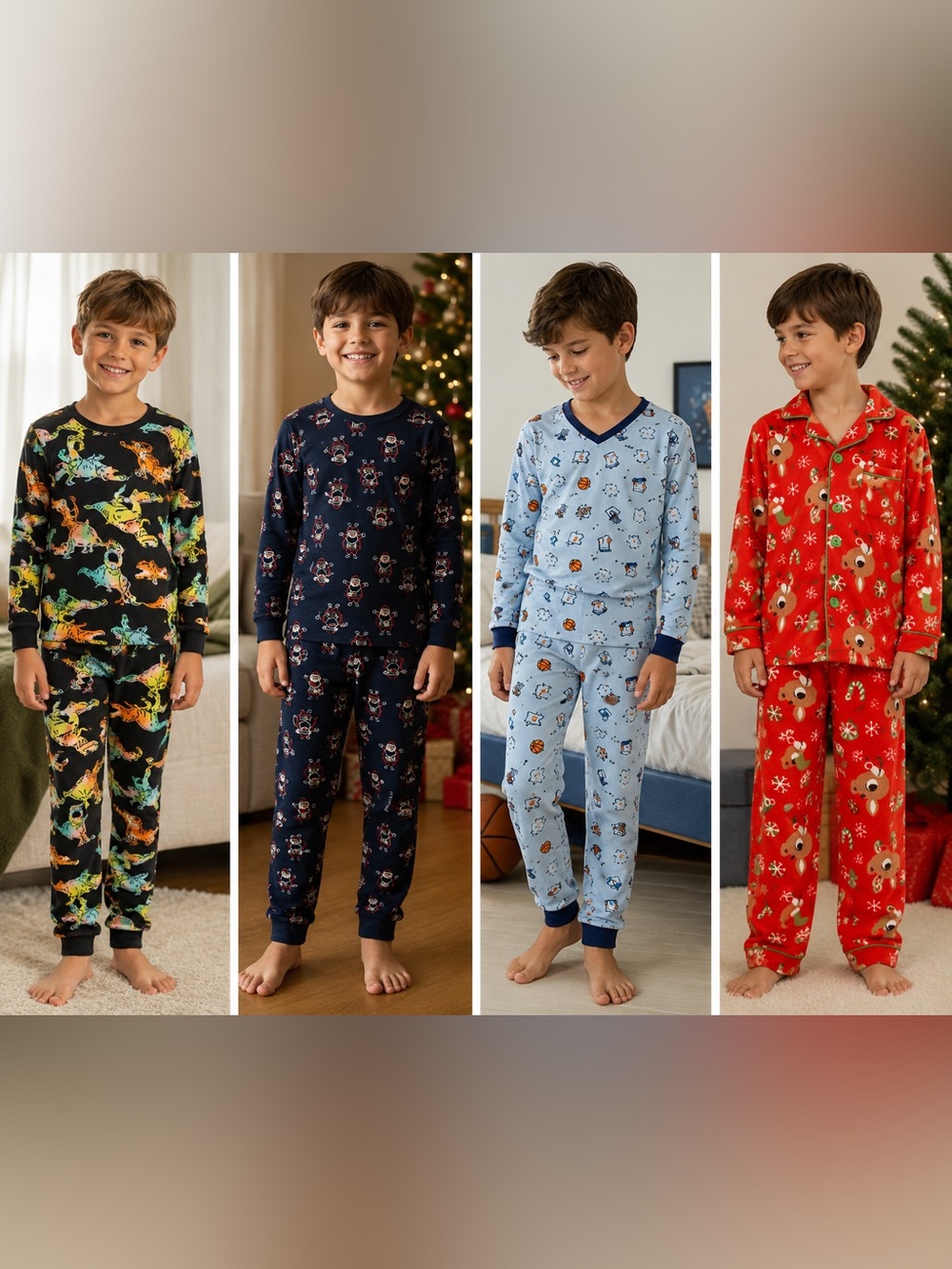 Boys Pajama Bundle Pajamas Fleece PJ Sets Christmas Dinosaur Sports